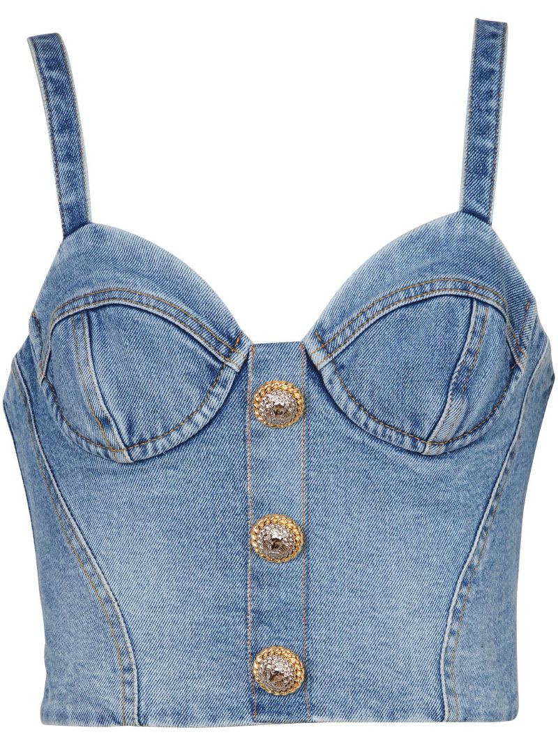 Blue Denim Bustier Top