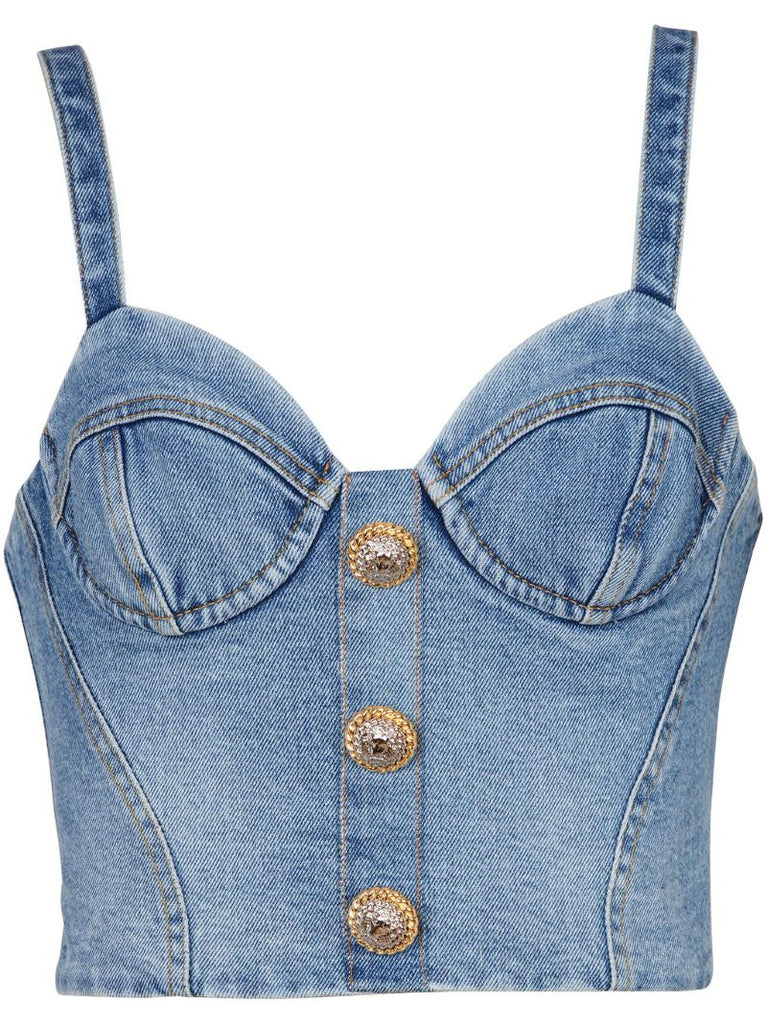 Blue Denim Bustier Top