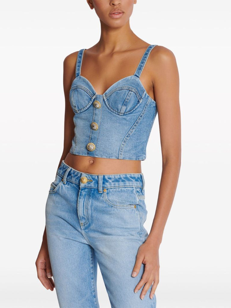 Blue Denim Bustier Top