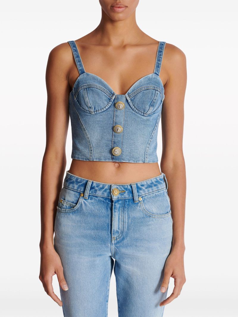 Blue Denim Bustier Top