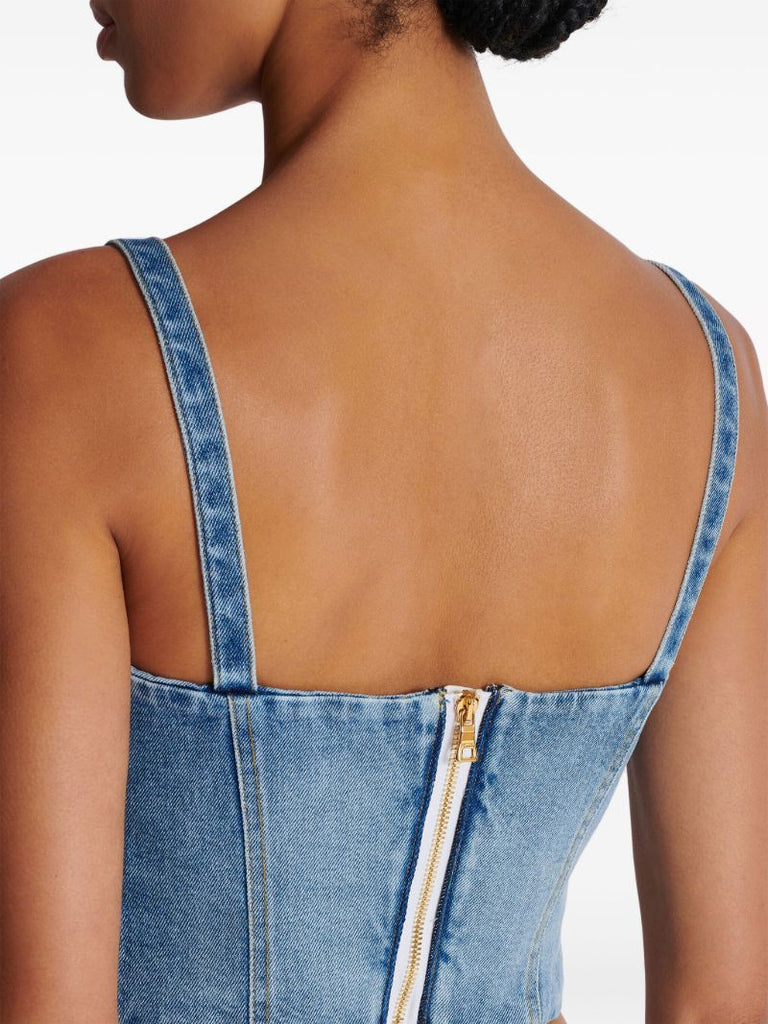 Blue Denim Bustier Top