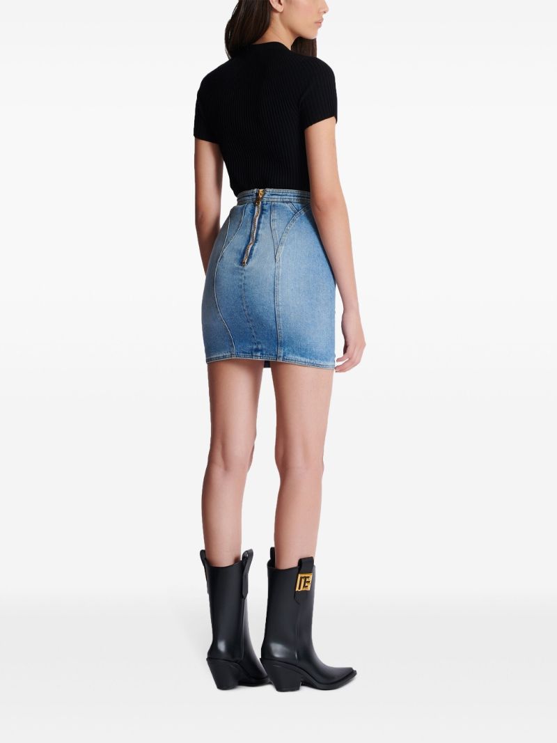 Blue Buttoned Denim Mini Skirt