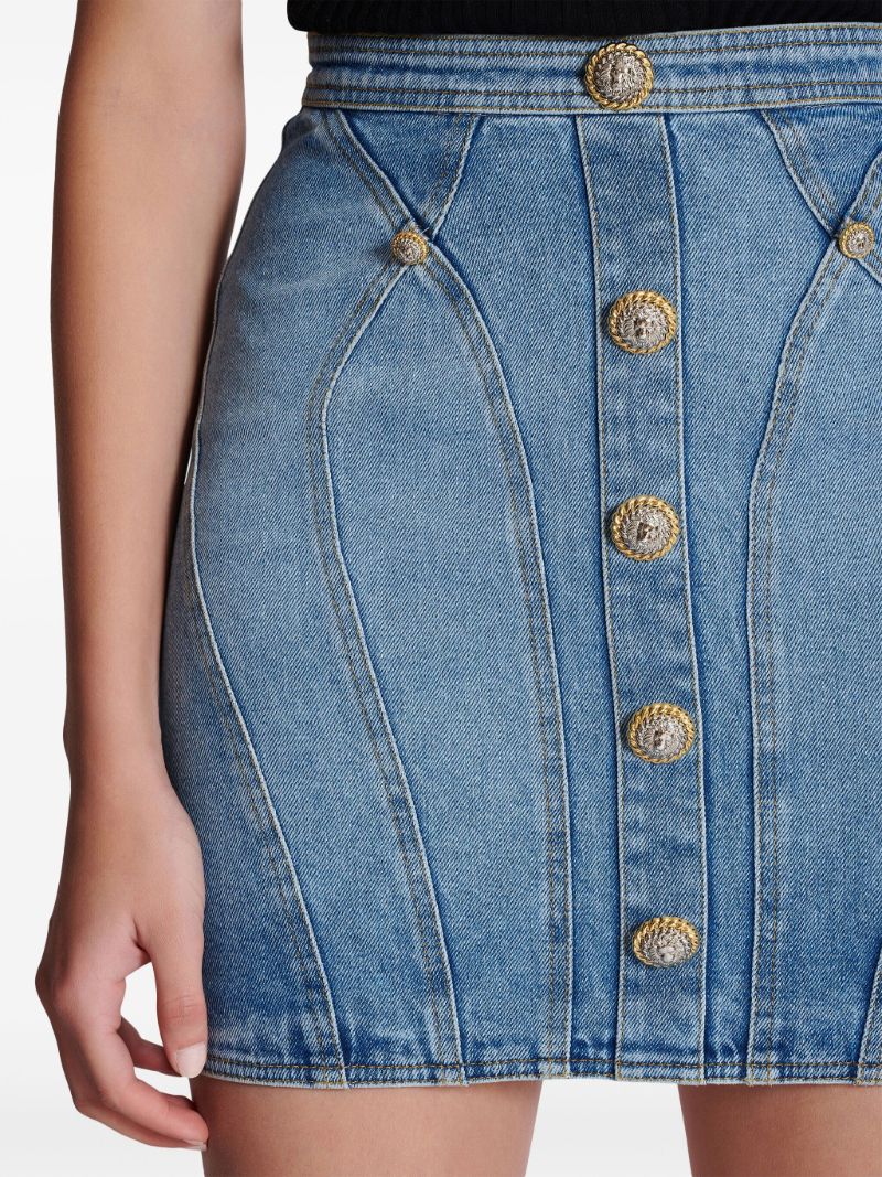 Blue Buttoned Denim Mini Skirt