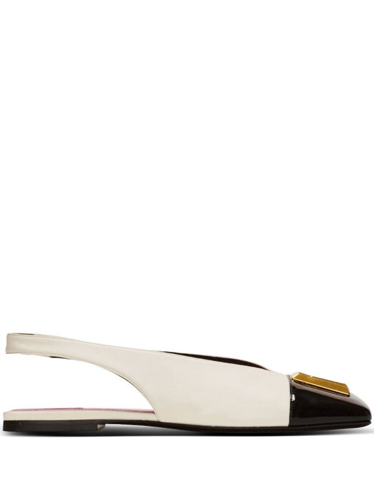 White Eden Leather Flat Slingback Pumps