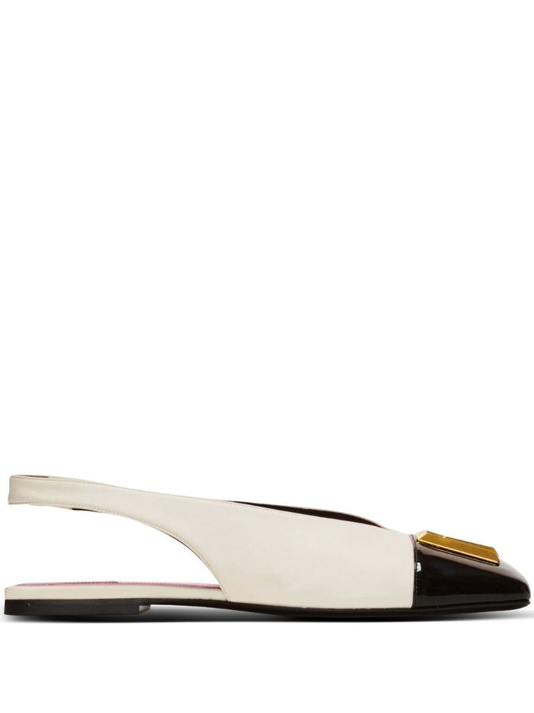 White Eden Leather Flat Slingback Pumps
