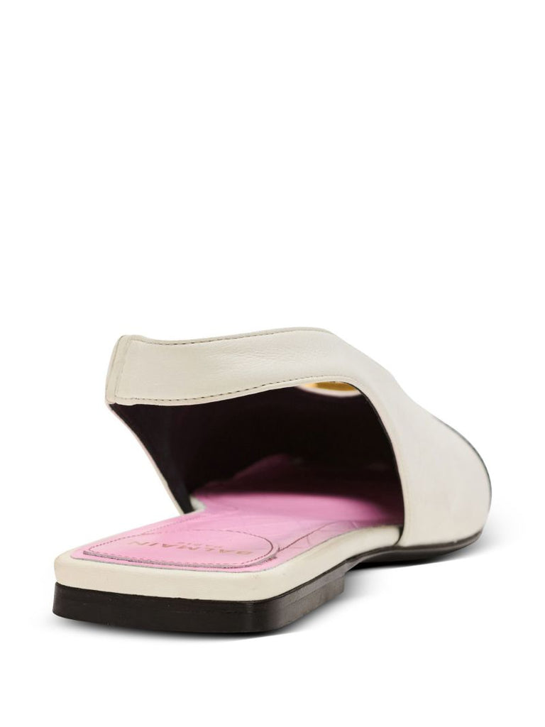 White Eden Leather Flat Slingback Pumps