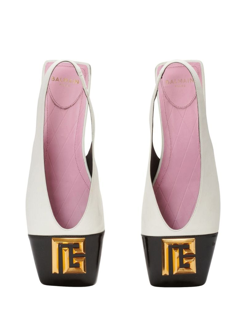 White Eden Leather Flat Slingback Pumps