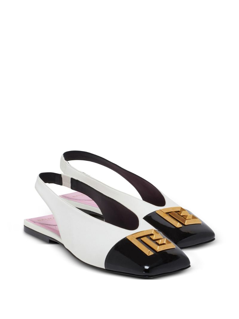White Eden Leather Flat Slingback Pumps