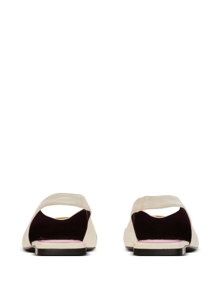 White Eden Leather Flat Slingback Pumps