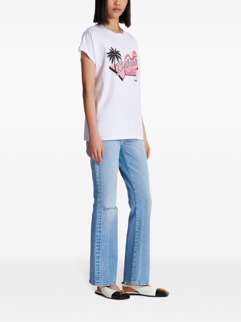 White Flamingo-print Cotton T-shirt