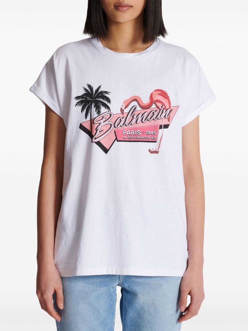 White Flamingo-print Cotton T-shirt