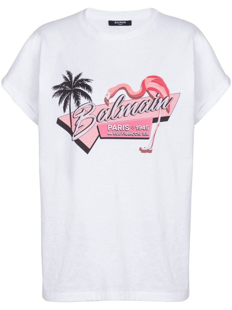 White Flamingo-print Cotton T-shirt