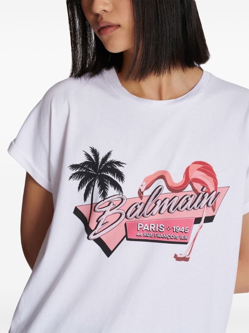 White Flamingo-print Cotton T-shirt