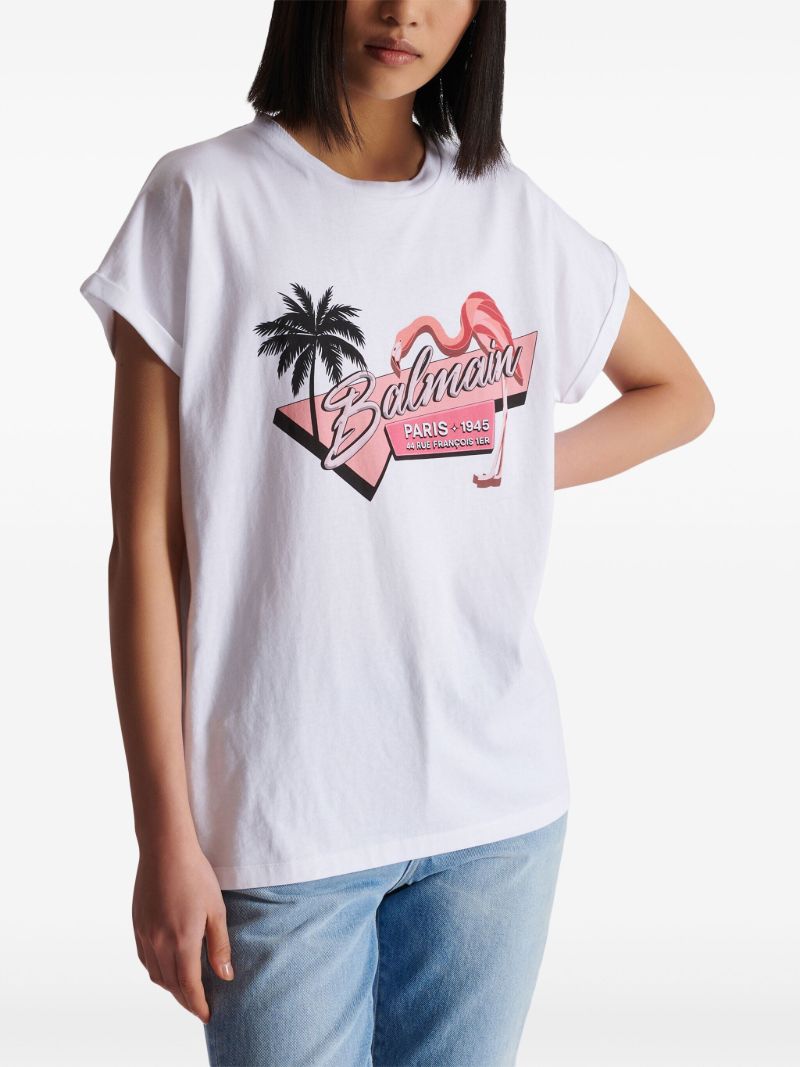 White Flamingo-print Cotton T-shirt