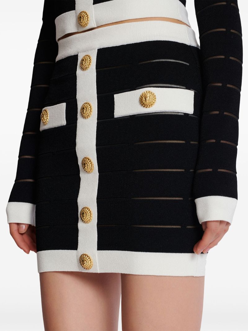 Black Buttoned Knitted Mini Skirt