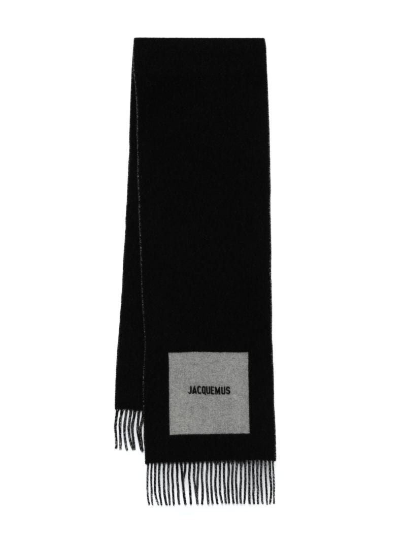 Black Logo Jacquard Scarf