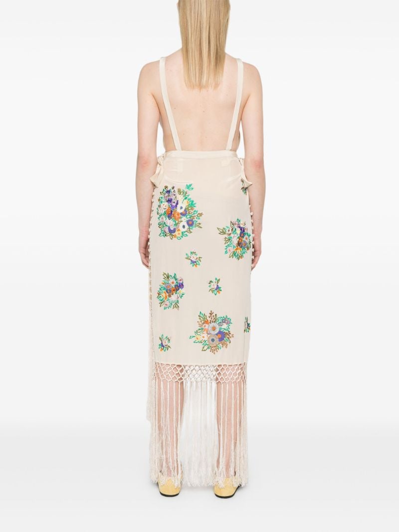 Neutral Floral-embroidered Dress