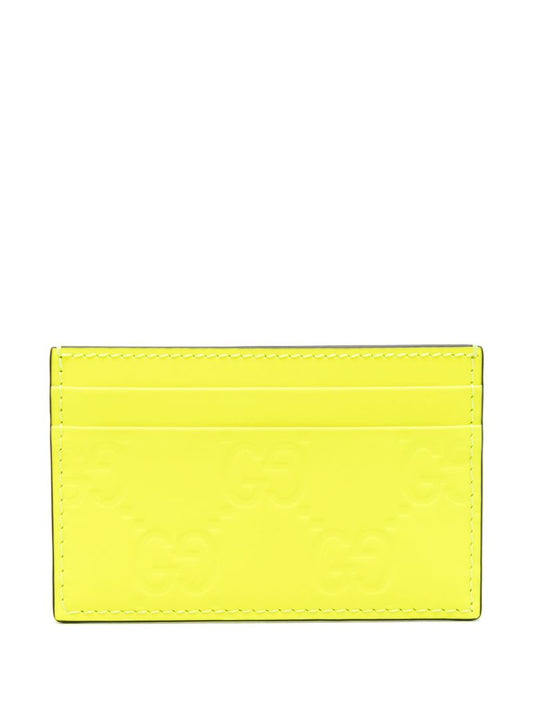 Yellow Gg Leather Cardholder