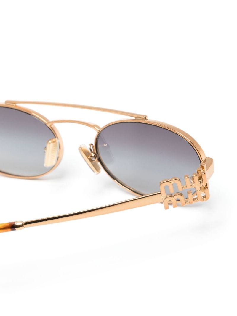 Gold Logo-plaque Oval Frame Sunglasses
