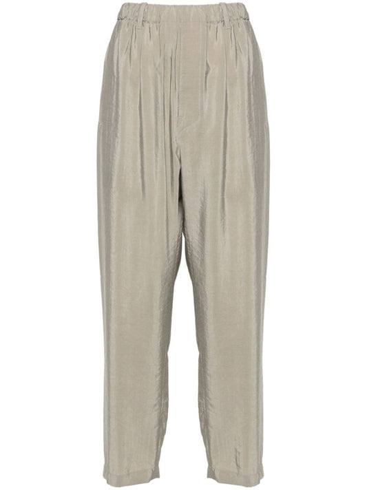Grey Elasticated-waistband Tapered Trousers