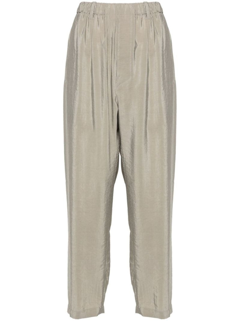 Grey Elasticated-waistband Tapered Trousers