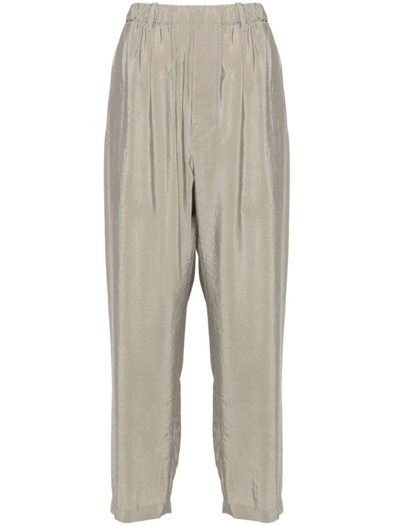 Grey Elasticated-waistband Tapered Trousers