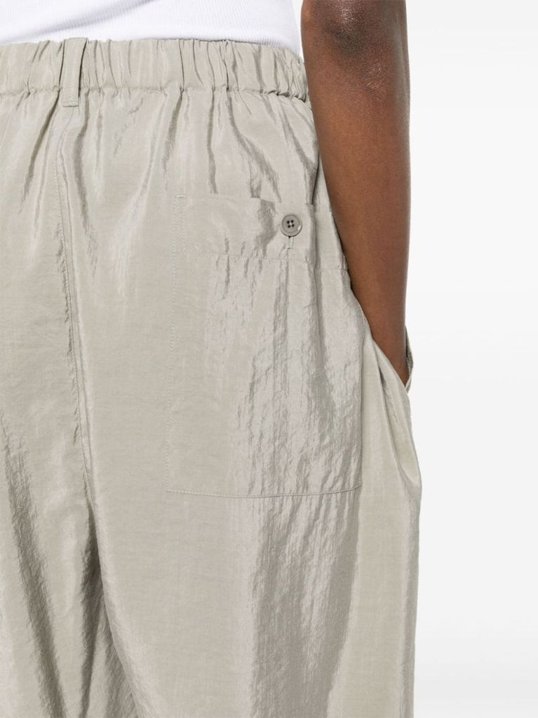 Grey Elasticated-waistband Tapered Trousers