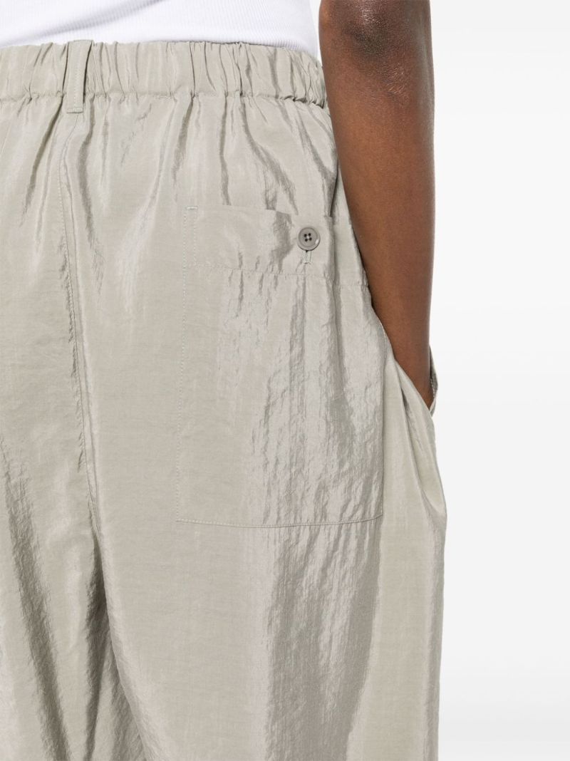 Grey Elasticated-waistband Tapered Trousers