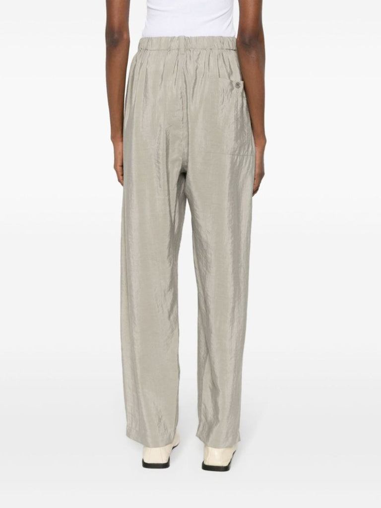Grey Elasticated-waistband Tapered Trousers