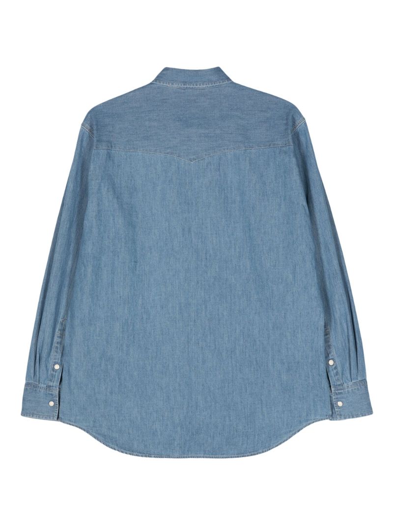 Washed Indigo Blue Short-sleeved Cotton Shirt