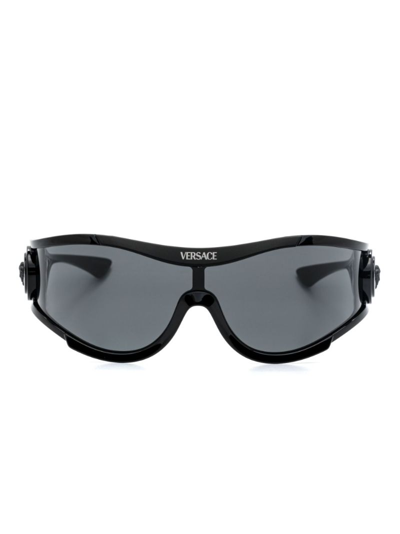 Black Medusa Medallion Shield-frame Sunglasses