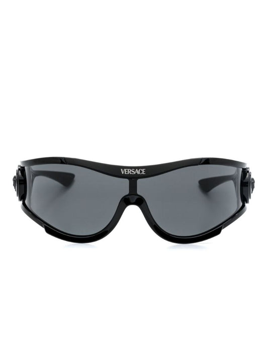 Black Medusa Medallion Shield-frame Sunglasses