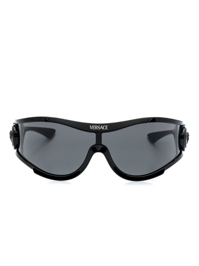 Black Medusa Medallion Shield-frame Sunglasses