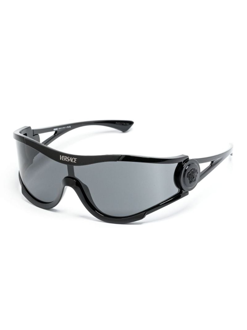 Black Medusa Medallion Shield-frame Sunglasses