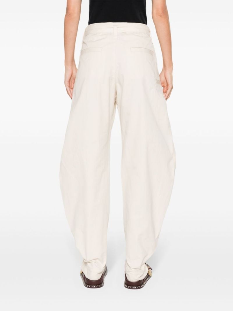 Neutral Belted Tapered-leg Trousers