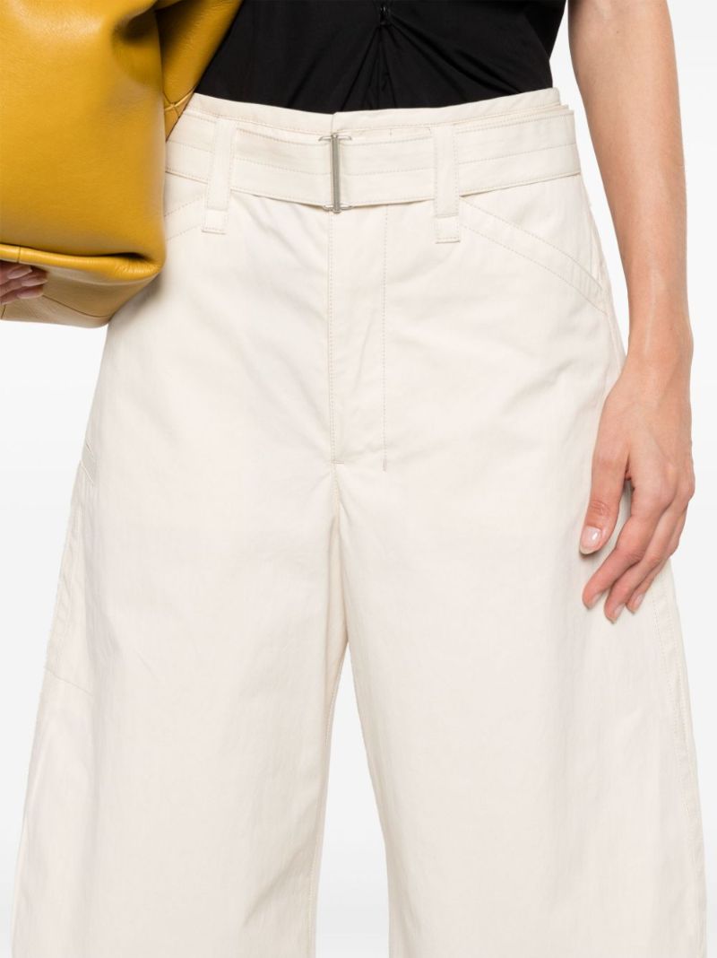 Neutral Belted Tapered-leg Trousers