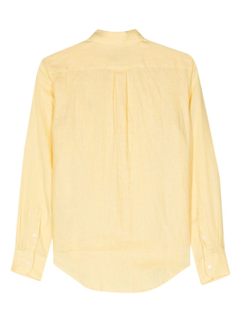 Yellow Polo Pony-embroidered Linen Shirt