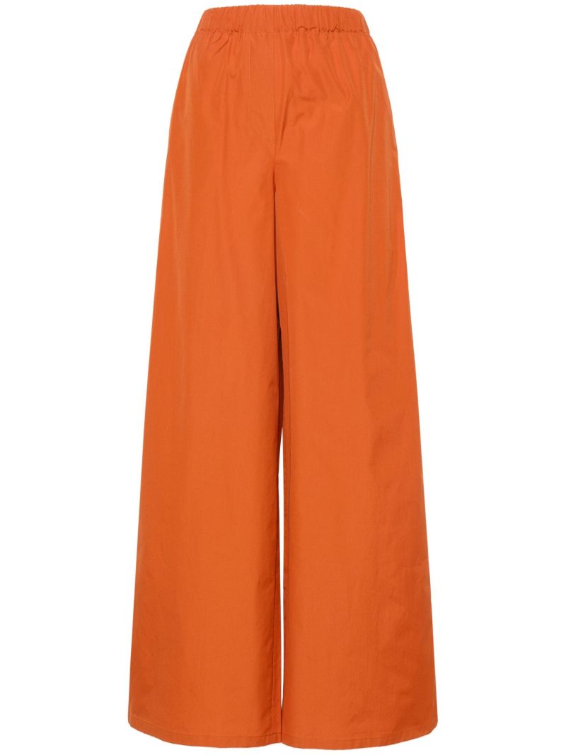 Brown Wide-leg Cotton Trousers