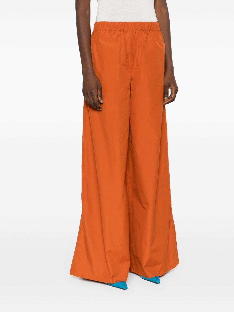 Brown Wide-leg Cotton Trousers