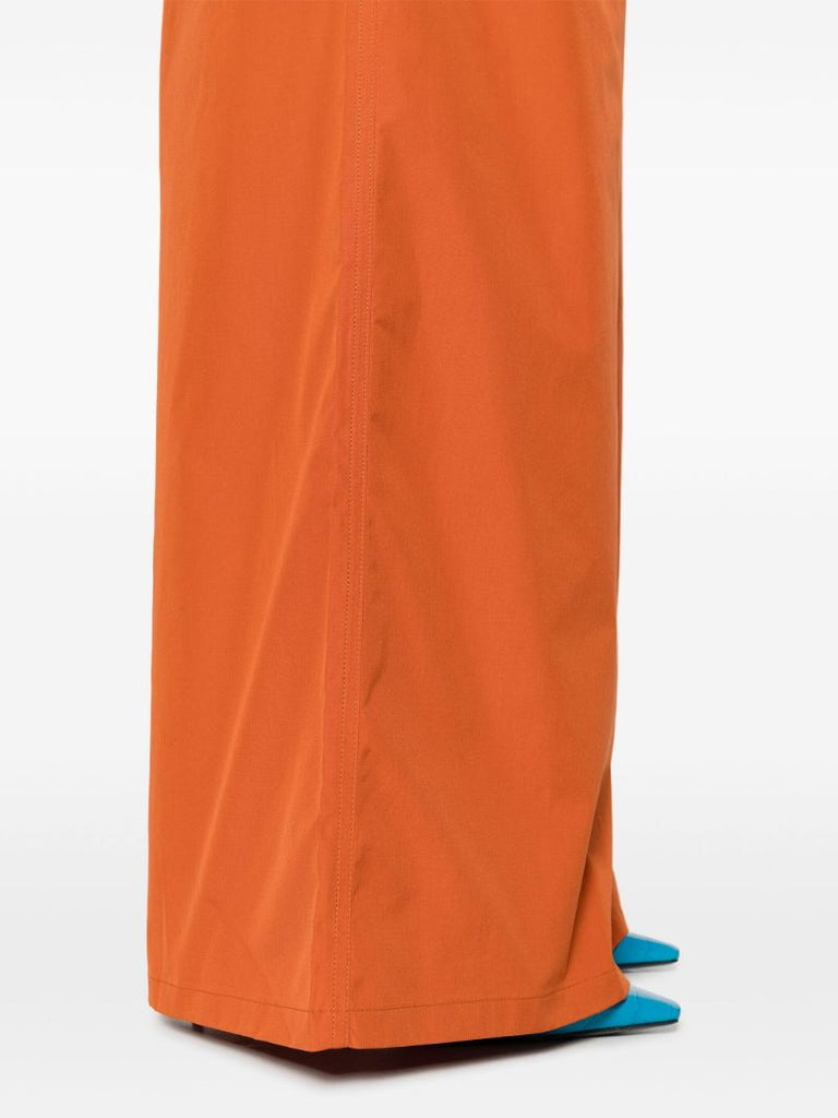 Brown Wide-leg Cotton Trousers