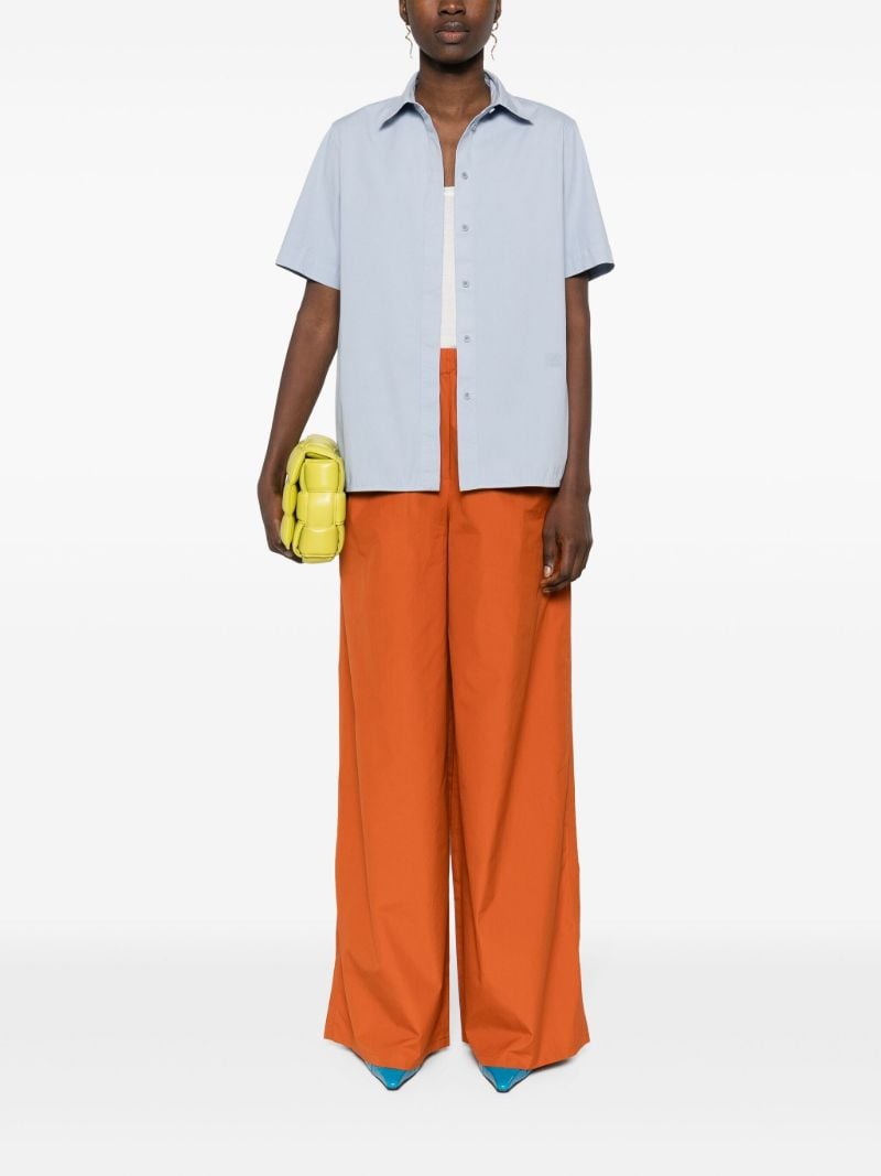 Brown Wide-leg Cotton Trousers