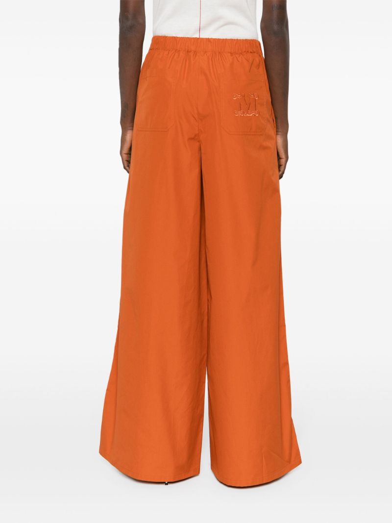 Brown Wide-leg Cotton Trousers