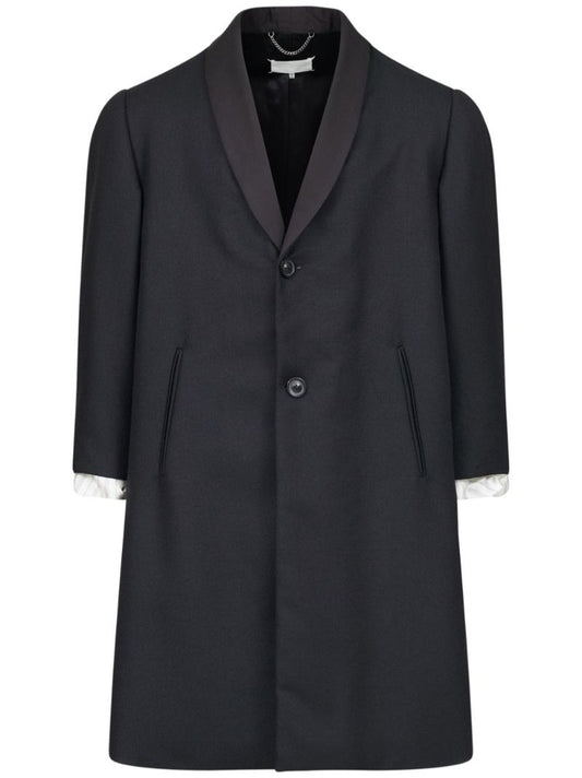 Black Single-breasted Wool Coat