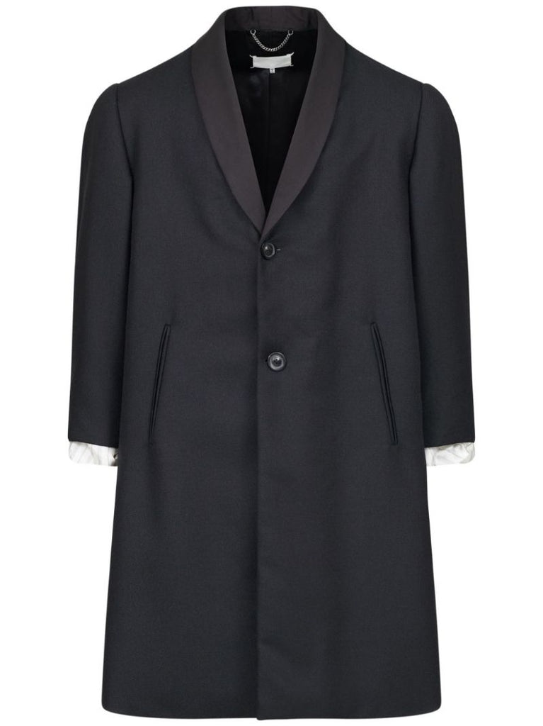 Black Single-breasted Wool Coat