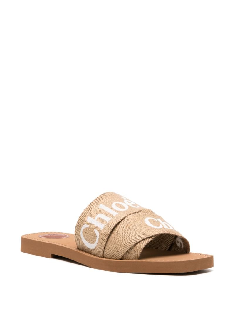 Neutral Woody Linen Slides