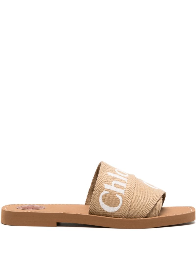 Neutral Woody Linen Slides
