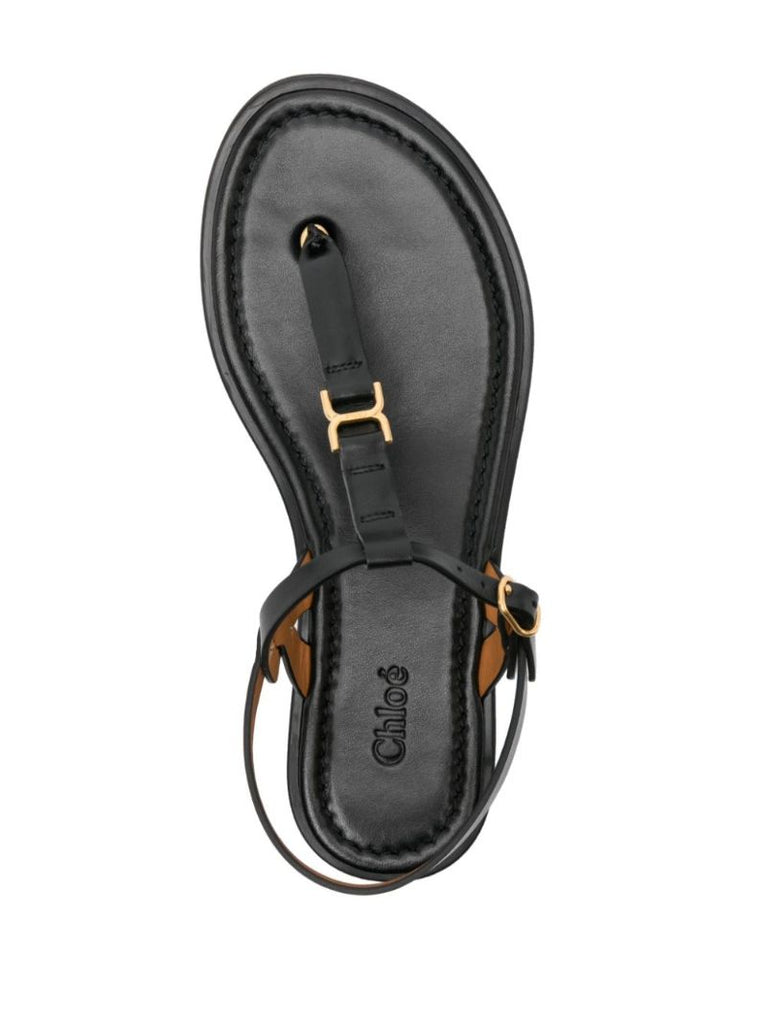 Black Marcie Leather Sandals