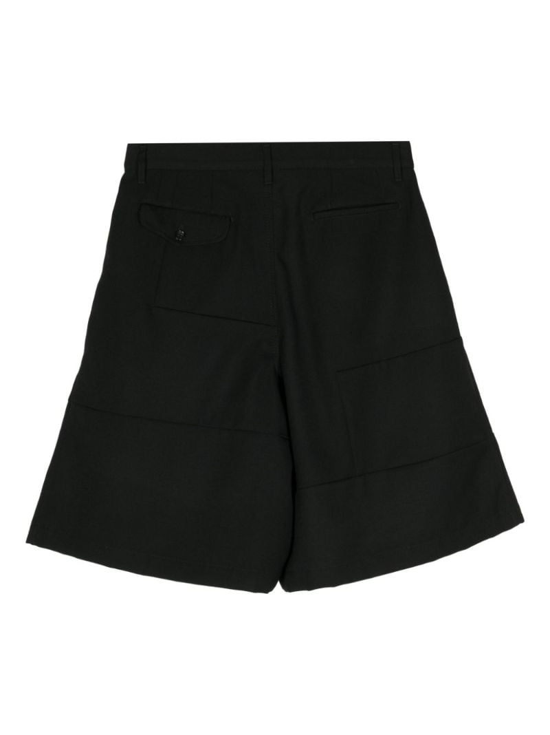 Black Pleated Wool Tailored Shorts