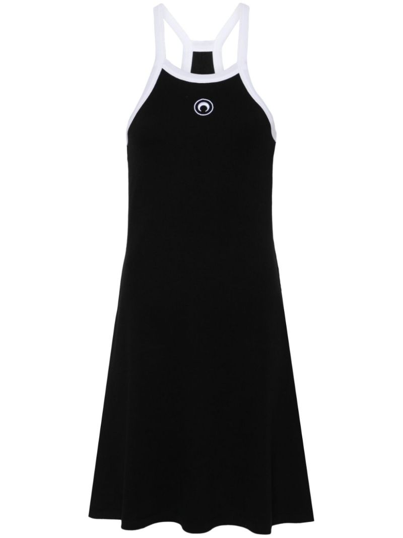 Black Crescent Moon Embroidered Mini Dress