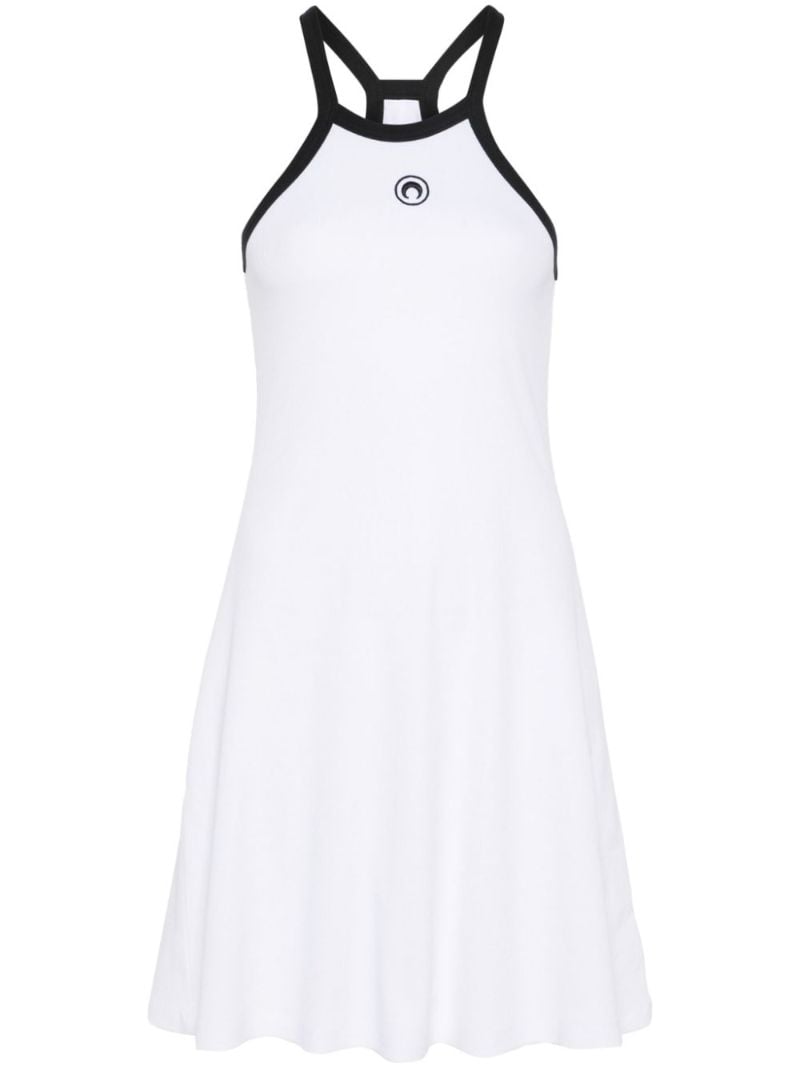White Crescent Moon Embroidered Mini Dress